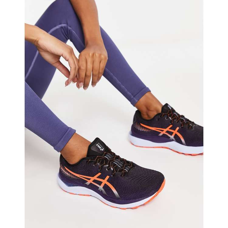 Asics Gel Cumulus 24 neutral running trainers in black and orange