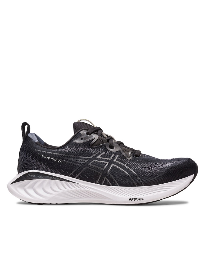 Asics Gel-Cumulus 25 neutral running trainers in black and carrier grey