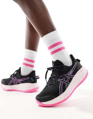 Asics Gel-Cumulus 26 Lite-Show neutral running trainers in black and lavender