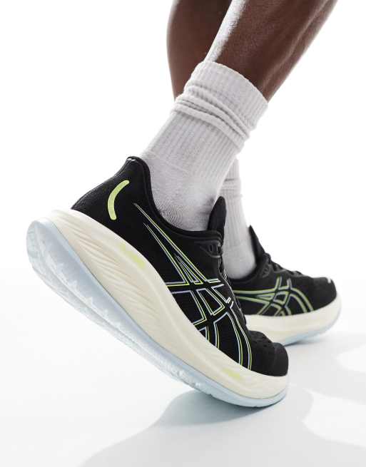 Asics Gel-Cumulus 26 neutral running trainers in black and neon yellow, 5 of 5