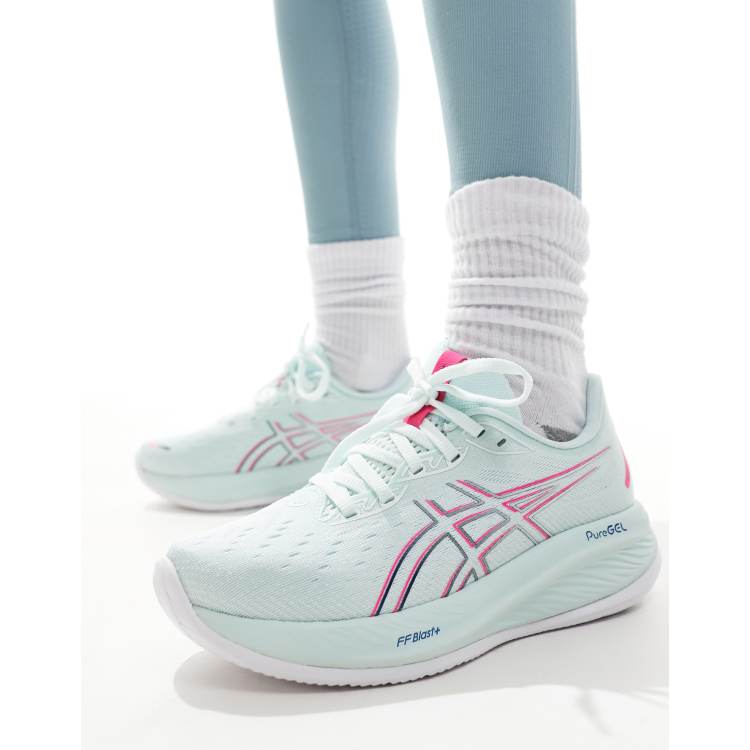 Asics Gel Cumulus 26 neutral running trainers in light blue and pink ASOS