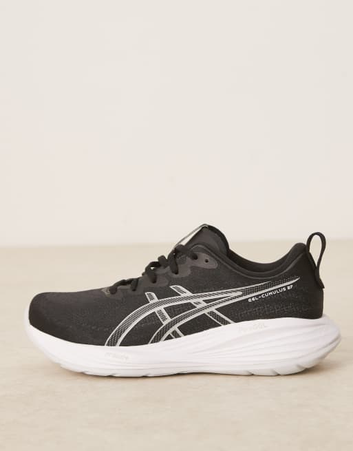 Asics Gel-Cumulus 27 running trainers in black and white, 2 of 5