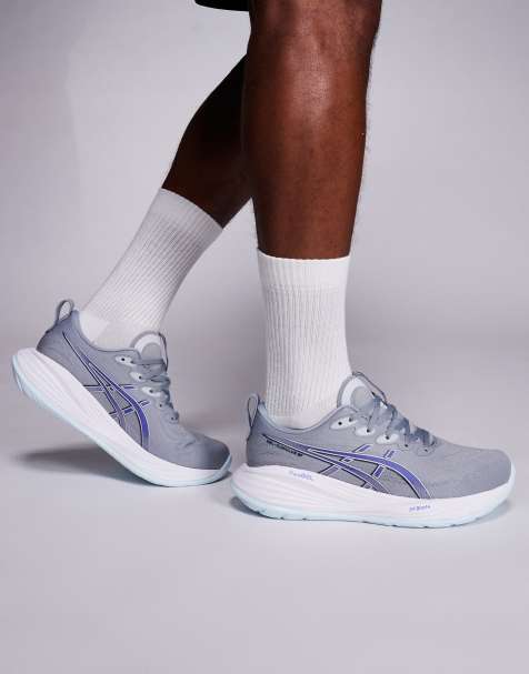 Asics Gel-Cumulus 27 running trainers in gravel grey and blue - view 1