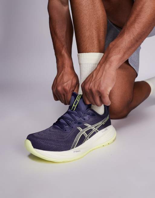Asics Gel-Cumulus 27 running trainers in indigo fog and lucid
