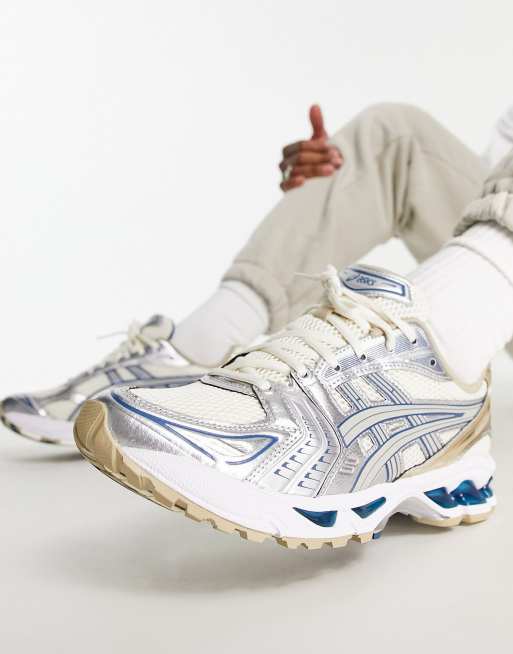 Asics - Gel-Kayano 14 - Cremehvide og sølvfarvede sneakers, 3 af 4