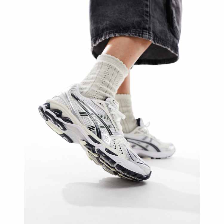 Asics Gel Kayano 14 Sneaker in WeiB Silber und Marineblau ASOS