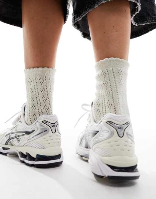 Asics - Gel-Kayano 14 - Sneakers i hvid/sølvfarve/marineblå, 3 af 5