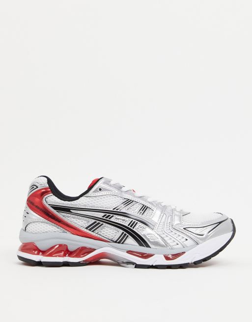 Asics – Gel-Kayano 14 – Srebrno-czerwone buty sportowe