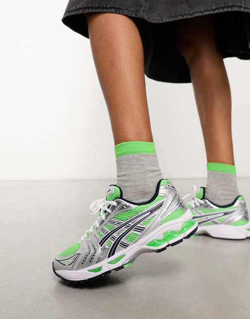 Asics Gel Kayano 14 trainers in green and silver ASOS