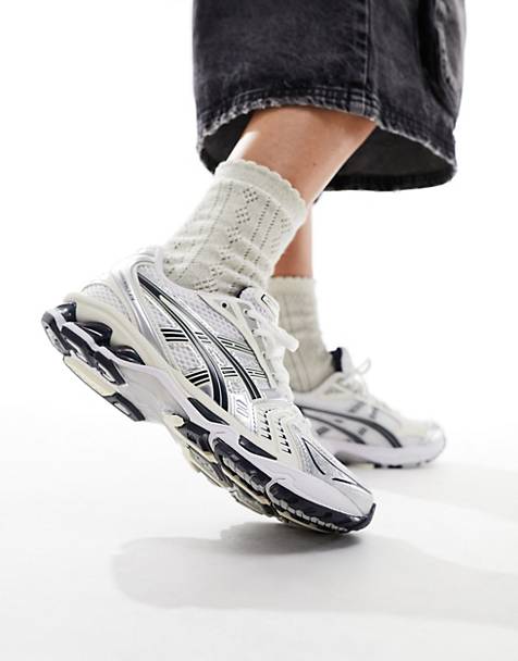 Asics Gel-Kayano 14 trainers in white silver and navy