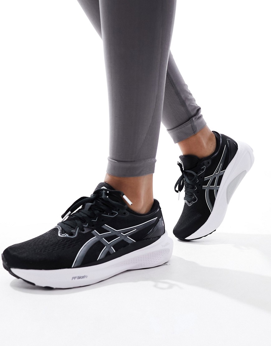 Asics Gel-Kayano 30 running trainers in black and sheet rock