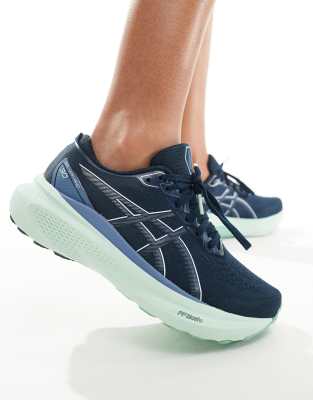 Asics Gel-Kayano 30 stability running trainers in navy and green-Blue