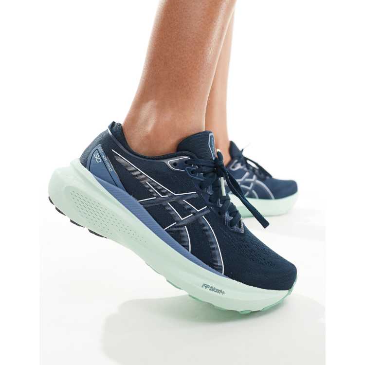 Asics Gel Kayano 30 stability running trainers in navy and green ASOS