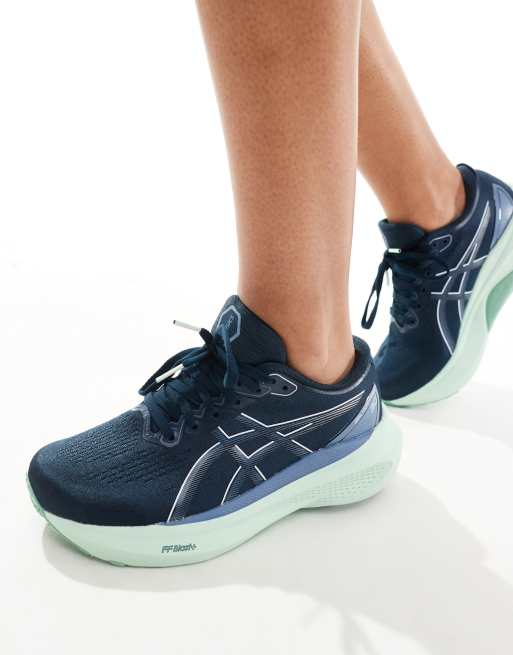 Asics Gel Kayano 30 stability running trainers in navy and green