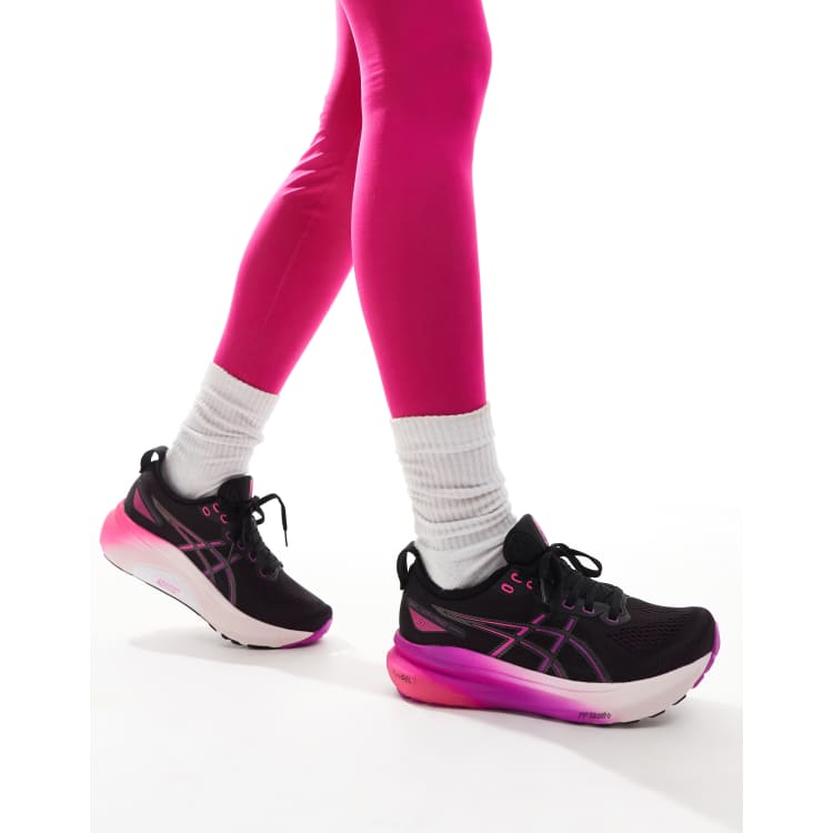 Asics Gel Kayano 31 Baskets de course stables Noir et rose vif
