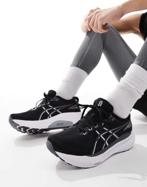 Asics Gel-Kayano 31 running trainers in black and white - view 1