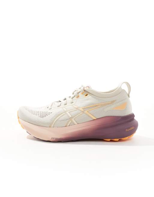 Asics Gel Kayano 31 Stabilitats Laufsneaker in WollweiB und Rosa