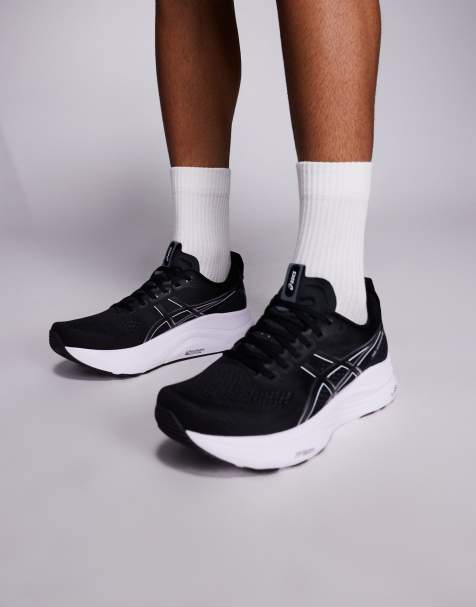 Asics Gel-Kayano 32 running trainers in black and white - view 1