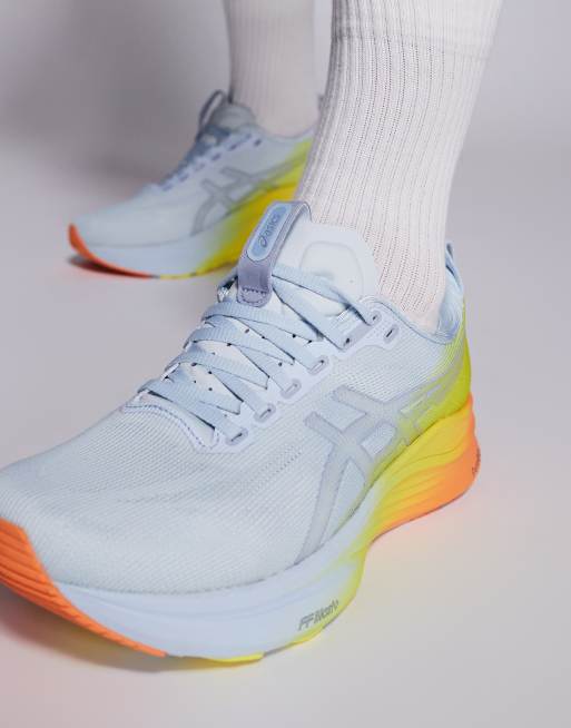 Asics - Gel-Kayano 32 - Sunny Sizzle - Sneakers in lichtblauw en citroengeel, 4 van 5