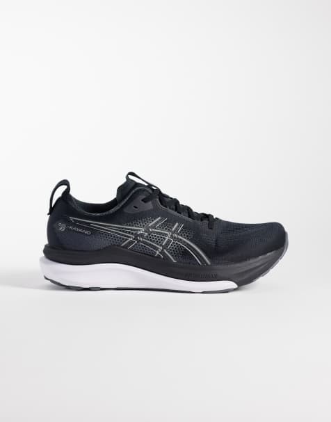 Asics Gel-Kayano 33 running trainers in black and white - view 1