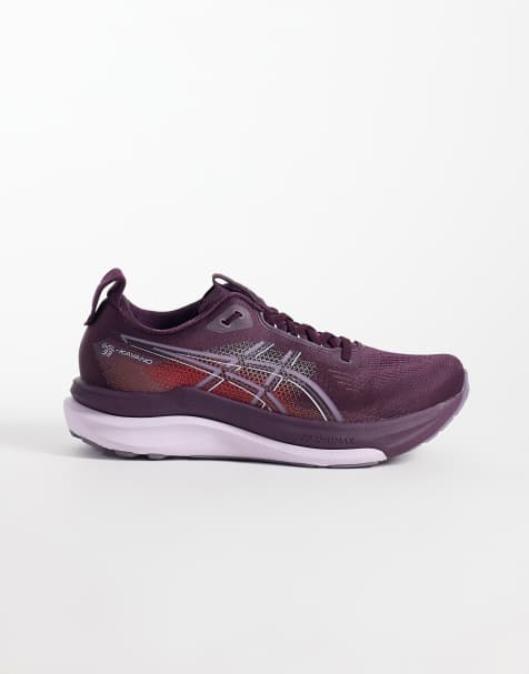 Asics Gel-Kayano 33 running trainers in burgundy and lilac - view 1