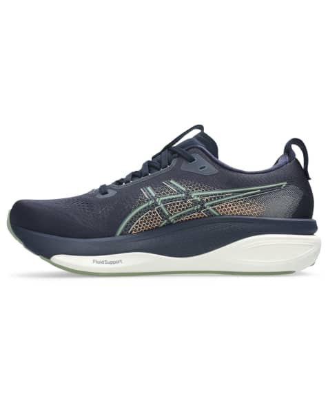 ASICS Gel-Kayano 33 running trainers in navy and khaki - view 1