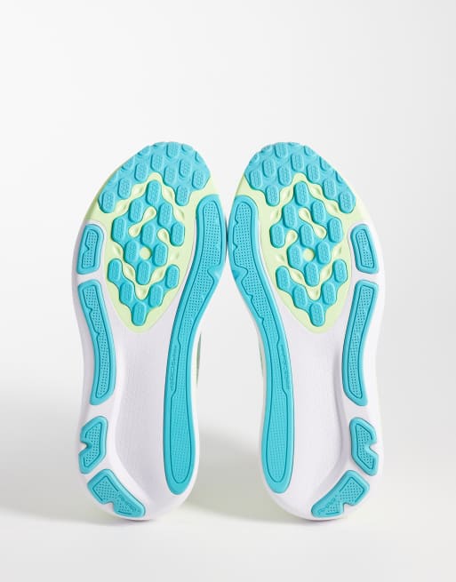 Asics Gel-Kayano 33 running trainers in white and aqua blue, 5 of 5