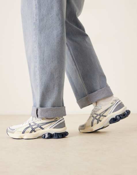 Asics Gel-Kinetic Fluent trainers in white and blue - view 1