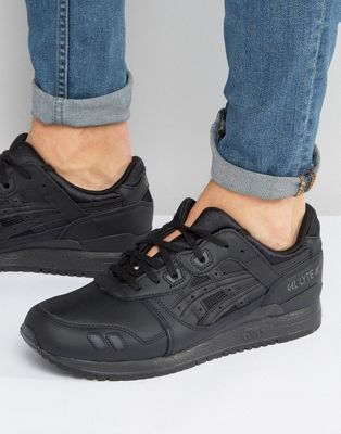 asics black leather trainers