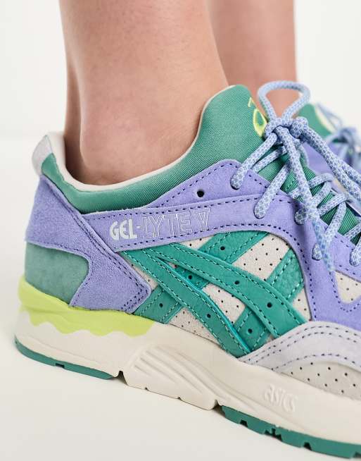 Asics Gel-Lyte V runner trainers in blue and green