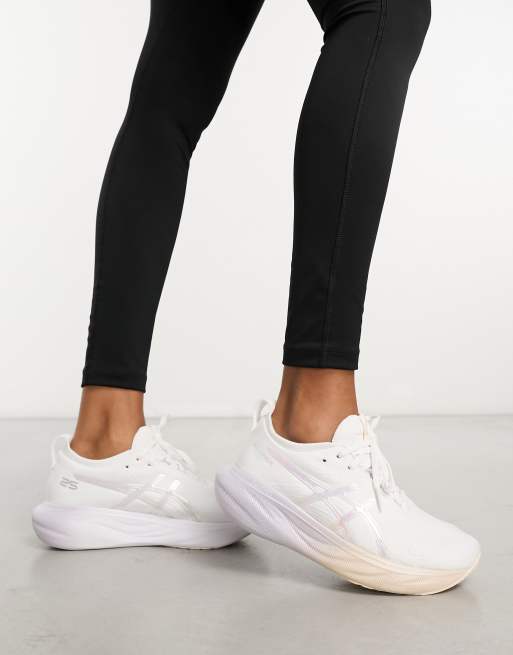 Asics Gel-Nimbus 25 anniversary neutral running trainers in white | ASOS