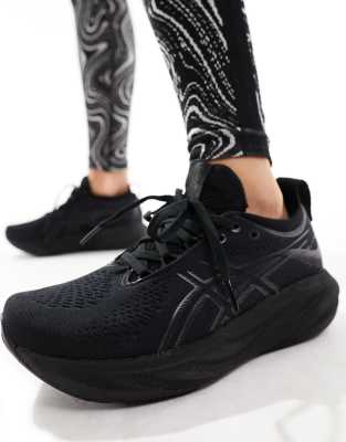 Asics black leather womens hot sale shoes