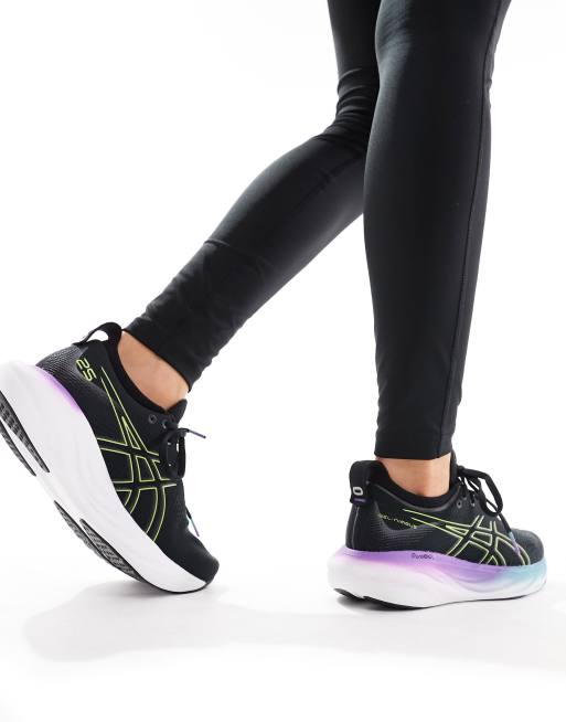 Asics Gel-Nimbus 25 neutral running trainers in black, 3 of 5