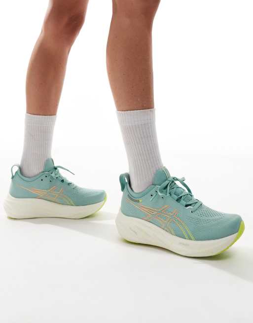 Asics - Gel-Nimbus 26 Neutral - Hardloopschoenen in blauw en geel, 3 van 5