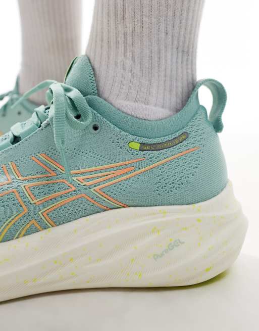 Asics - Gel-Nimbus 26 Neutral - Hardloopschoenen in blauw en geel, 4 van 5