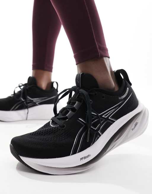 Asics Gel-Nimbus 26 running trainers in black and graphite grey | ASOS