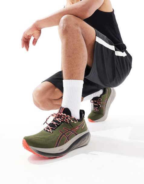 Asics Gel-Nimbus 26 TR neutral trail running trainers in brown and red - view 1