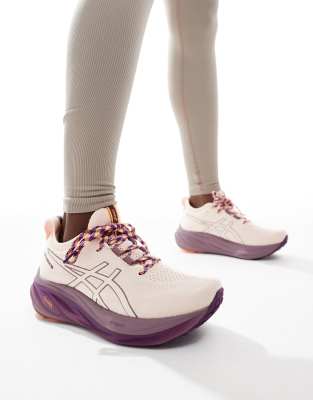 Asics Gel-Nimbus 26 TR neutral trail running trainers in pink and plum