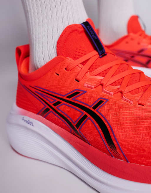 Asics - Gel-Nimbus 27 - Baskets de course - Rouge fluo et noir, 4 de 5