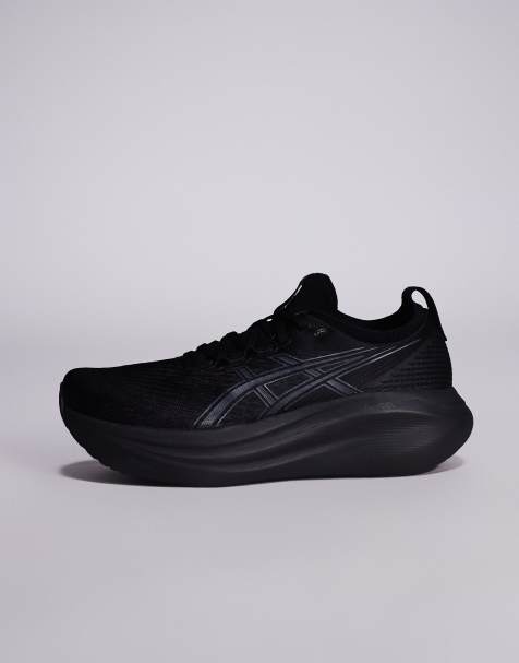 Asics Gel-Nimbus 27 running trainers in black and graphite grey - view 1