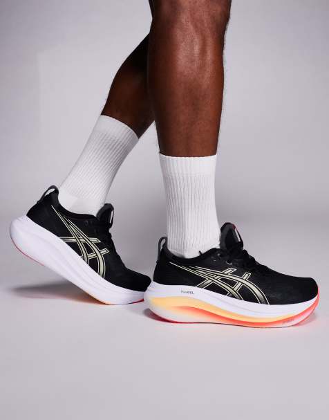 Asics Gel-Nimbus 27 running trainers in black and khaki - view 1