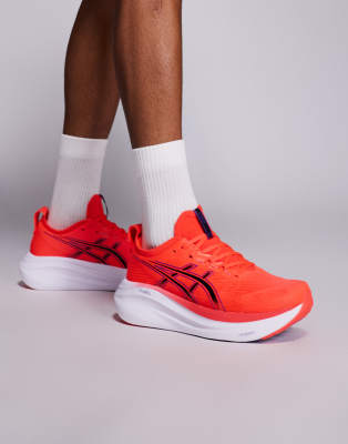 Asics Asics Gel-Nimbus 27 running trainers in flash red and black