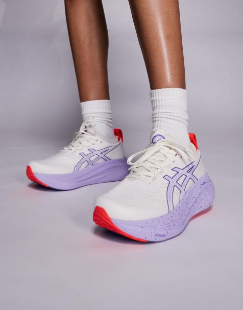 Asics – Gel-Nimbus 27 Tokyo – Naturvita och lila löparskor - view 1