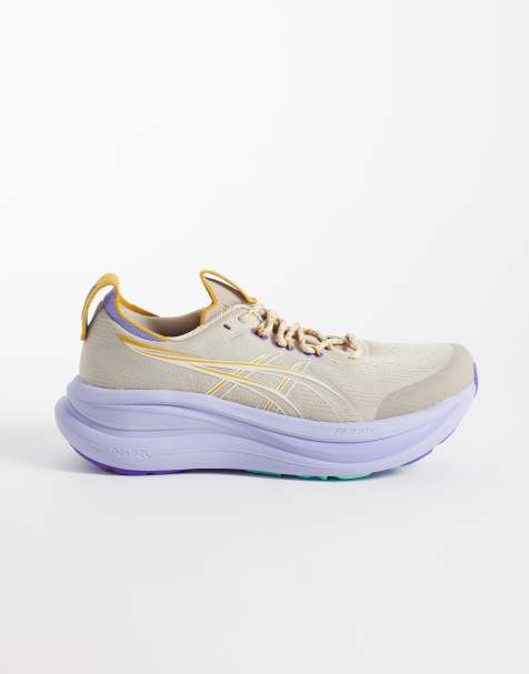 Asics Gel-Nimbus 28 running trainers in taupe and lilac - view 1