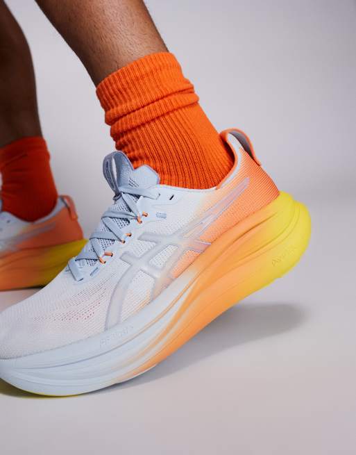 Asics - Gel-Nimbus 28 - Sunny Sizzle - Sneakers in lichtblauw en citroengeel, 4 van 5