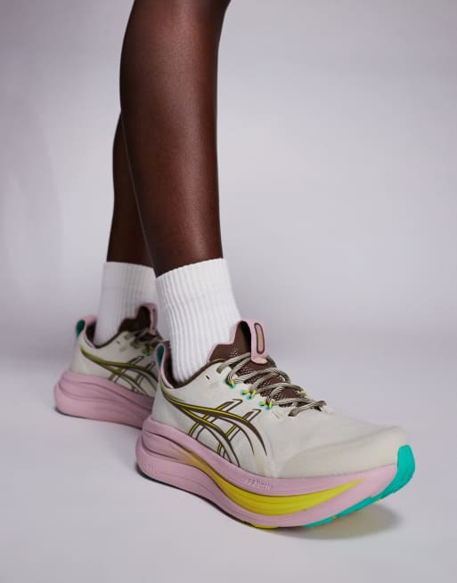Asics Gel-Nimbus 28 TR running trainers in off white and multi, 5 of 5