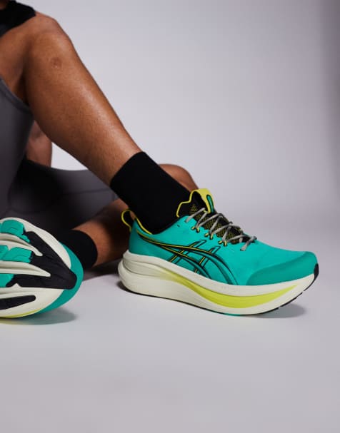 Asics Gel-Nimbus 28 TR trainers in green and yellow - view 1