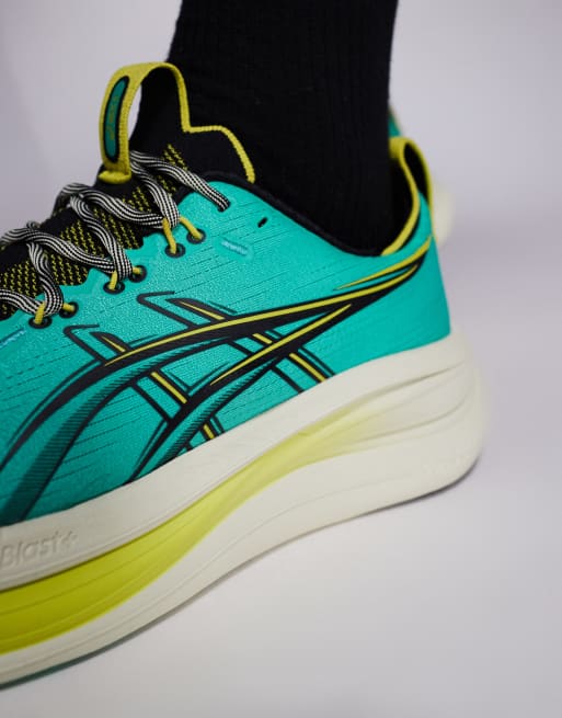 Asics Gel-Nimbus 28 TR trainers in green and yellow, 3 of 5
