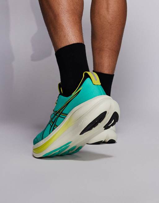 Asics Gel-Nimbus 28 TR trainers in green and yellow, 5 of 5