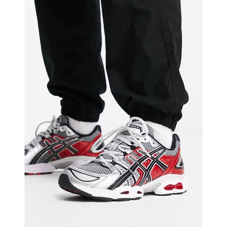 Asics Gel Nimbus 9 Baskets Argent rouge